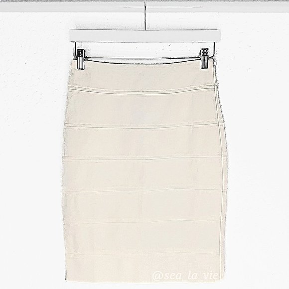 White House Black Market Dresses & Skirts - White House Black Market Banded Ponte Knit Pencil Skirt in Ecru